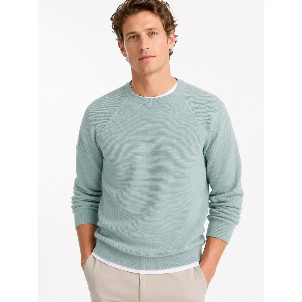 J.Crew Textured Cotton Crewneck Sweater Blue Mist NWT Size Medium Knit Pullover